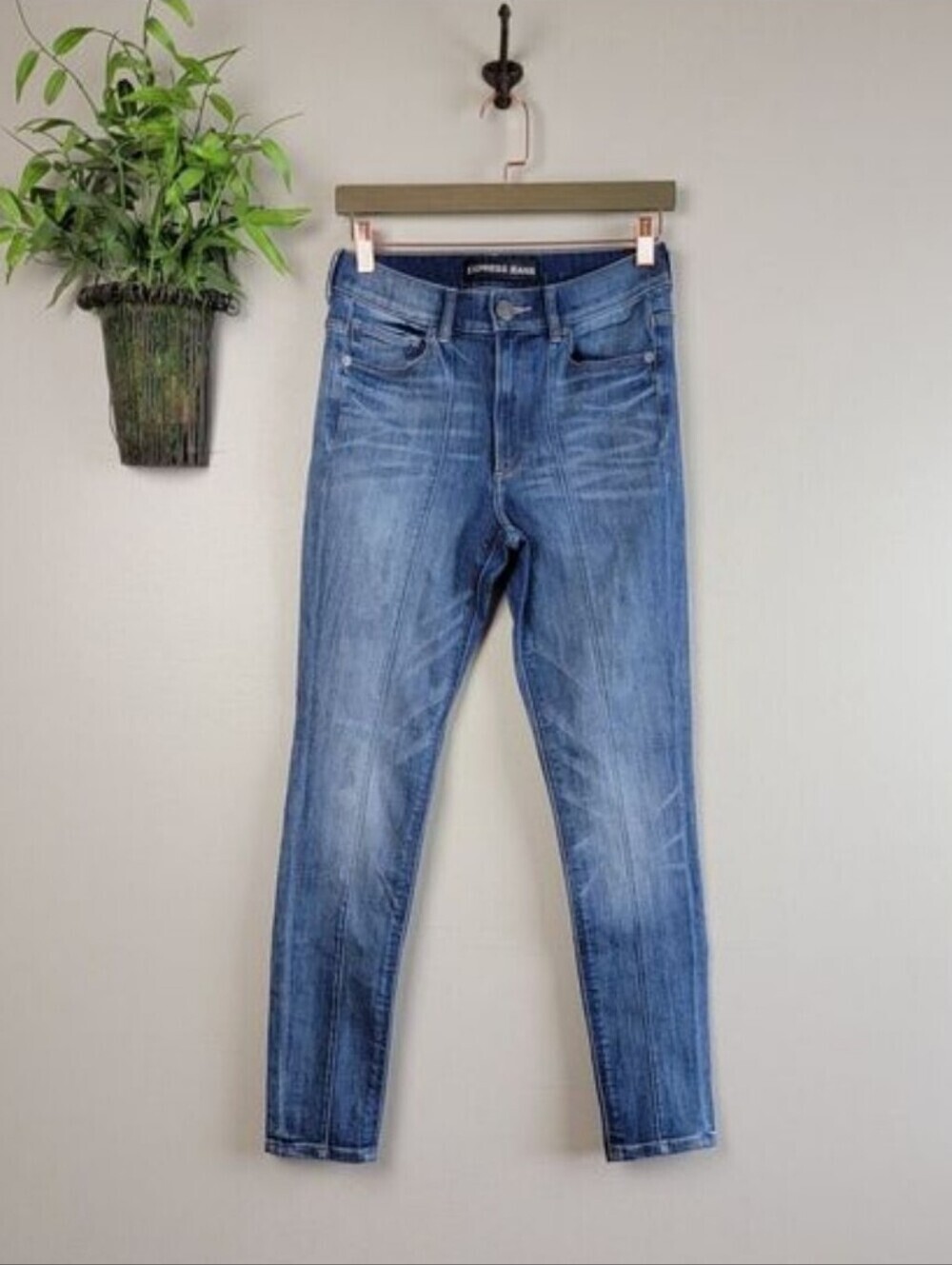 Express Front Seam Ankle Legging Skinny Medium Wash High Rise Jegging Jeans 4